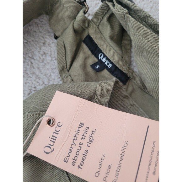 NWT Quince Organic Stretch Cotton Twill Relaxed Overalls Women Small Olive - Picture 9 of 11